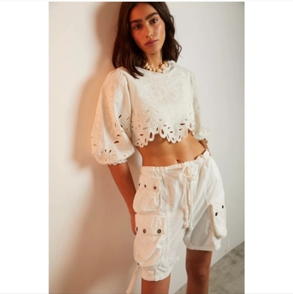 Free People Pants - Free People Moon Bay Parachute Shorts in Optic White ** On sale this weekend*